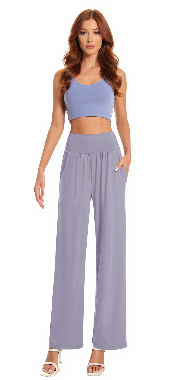 Wide-Leg Yoga Pants in Grey Purple — The Lift & Sculpt Edit style look